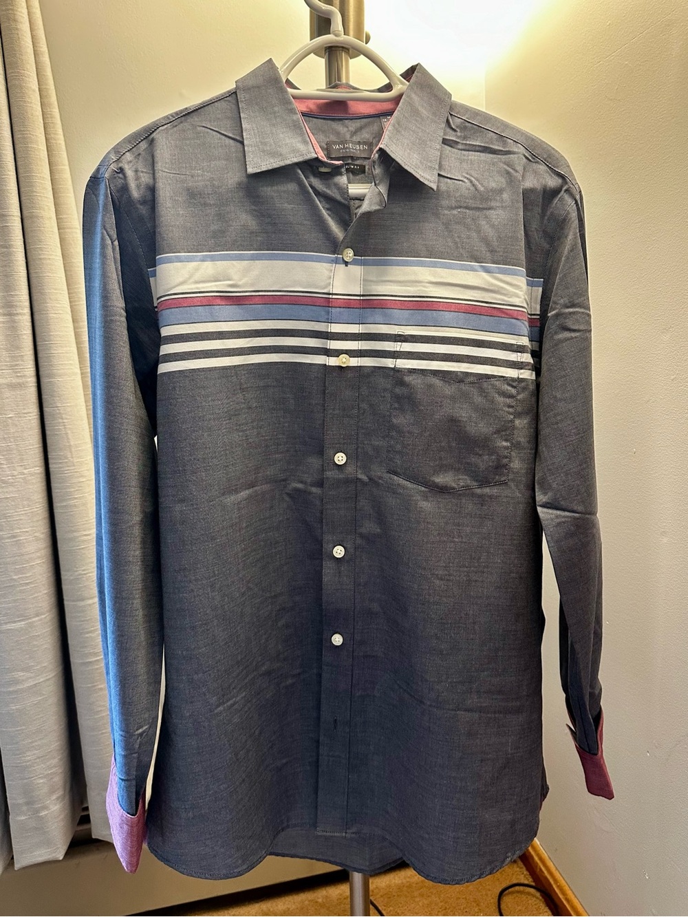Van Heusen Men's Navy Stripe Long-Sleeve Button-Up Shirt